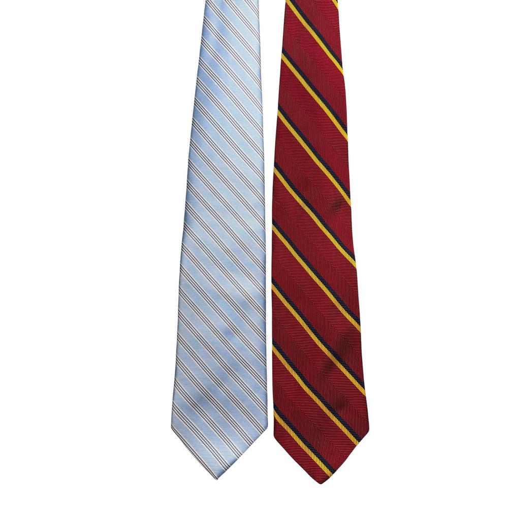 Brooks Brothers Silk Tie Lot 2 Burgundy Repp Stripe Makers & Blue 346 Striped